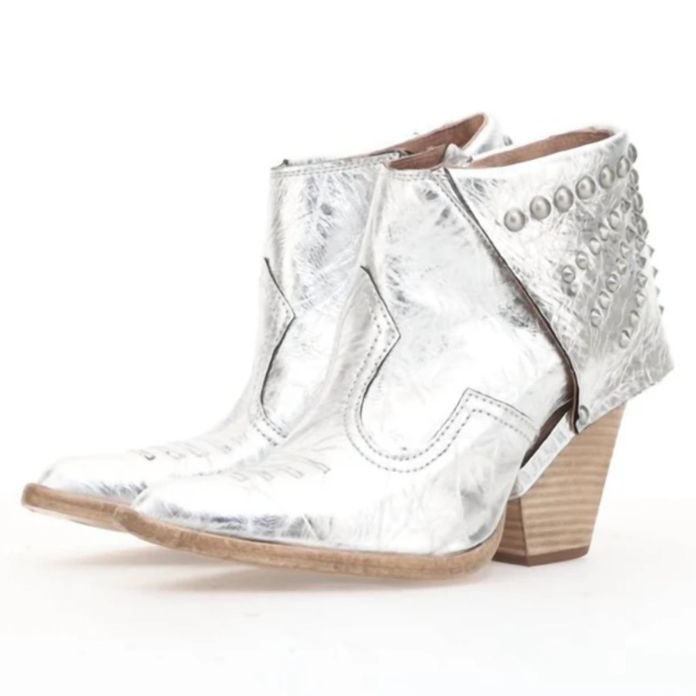 A.S.98 Women's Broderick Bootie In Silver Size 38 7.5 8 New NWT
